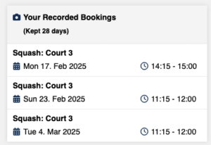 Screenshot of video listings
